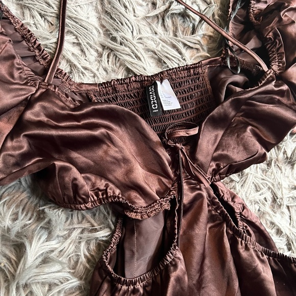 H&M Chocolate Brown Cut Out Dress Medium - Picture 3 of 4